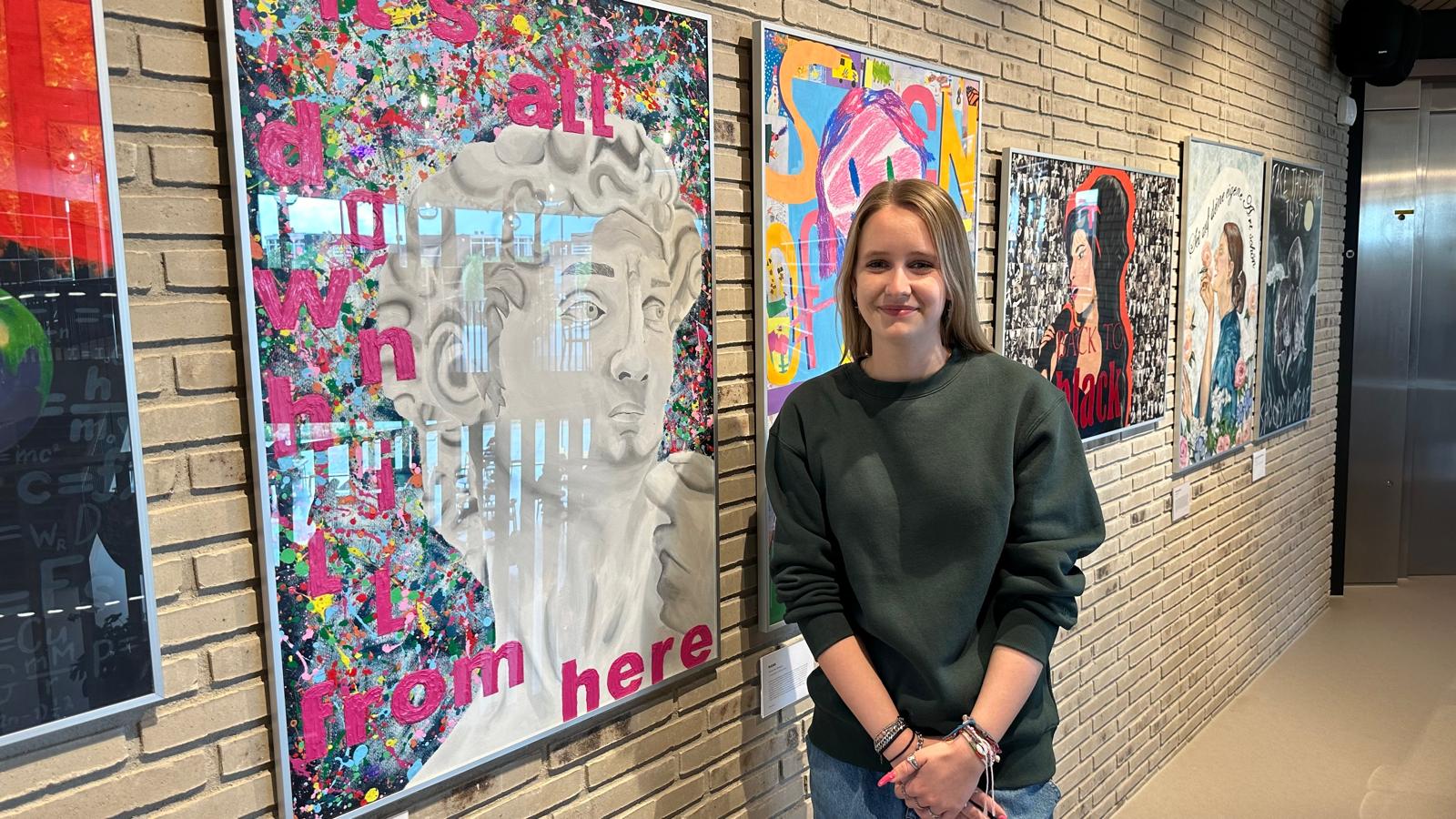 KSE-leerling Carlijn Lamper bij haar examenwerk in de Nobelaer in Etten-Leur.