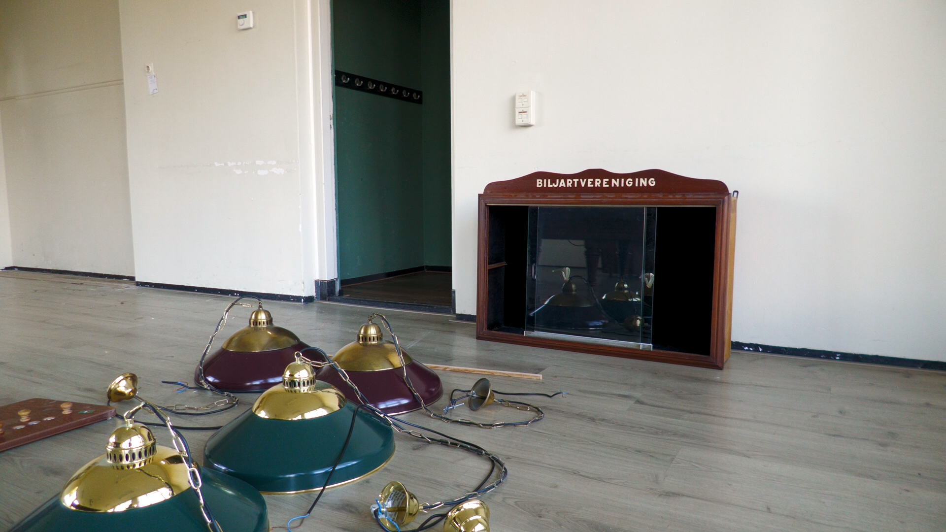 Opruiming van biljartspullen.